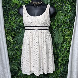 ADRIANNA PAPELL Dress Women 14P Beige Black Empire Waist Fit Flare 1788‎